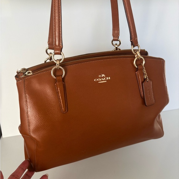 Coach Handbags - Coach | Christie Crossgrain Leather Satchel shoulder bag Saddle EUC